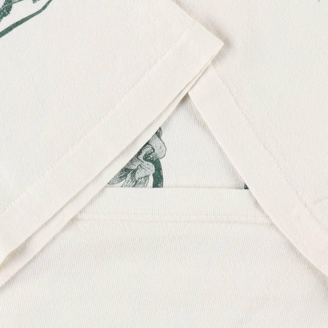 90'S Rel e vant products Botanical Pattern Print T-Shirt, Made in USA, Men's XL equivalent, Vintage cotton ivory Vintage Second Hand