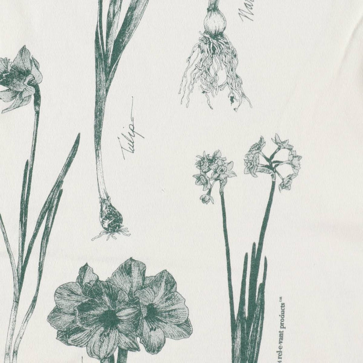 90'S Rel e vant products Botanical Pattern Print T-Shirt, Made in USA, Men's XL equivalent, Vintage cotton ivory Vintage Second Hand
