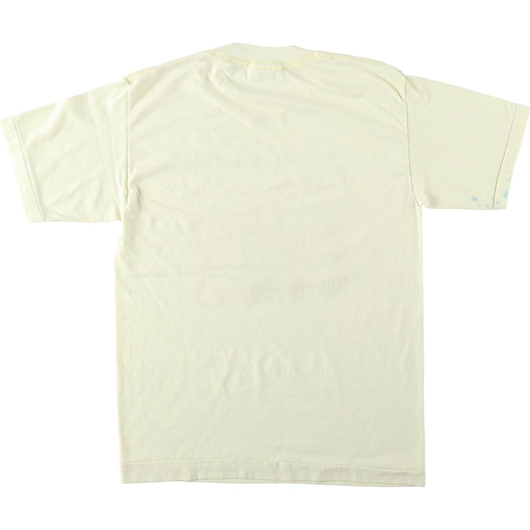 80'S NATONAL FIFTY-FIFTY Print T-Shirt, Made in USA, Men's Size M (Equivalent), Vintage cotton yellow type Vintage Second Hand
