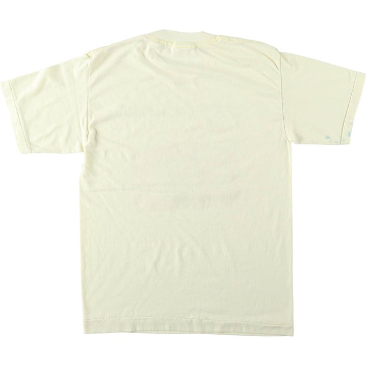 80'S NATONAL FIFTY-FIFTY Print T-Shirt, Made in USA, Men's Size M (Equivalent), Vintage cotton yellow type Vintage Second Hand