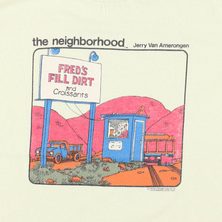 80'S NATONAL FIFTY-FIFTY Print T-Shirt, Made in USA, Men's Size M (Equivalent), Vintage cotton yellow type Vintage Second Hand