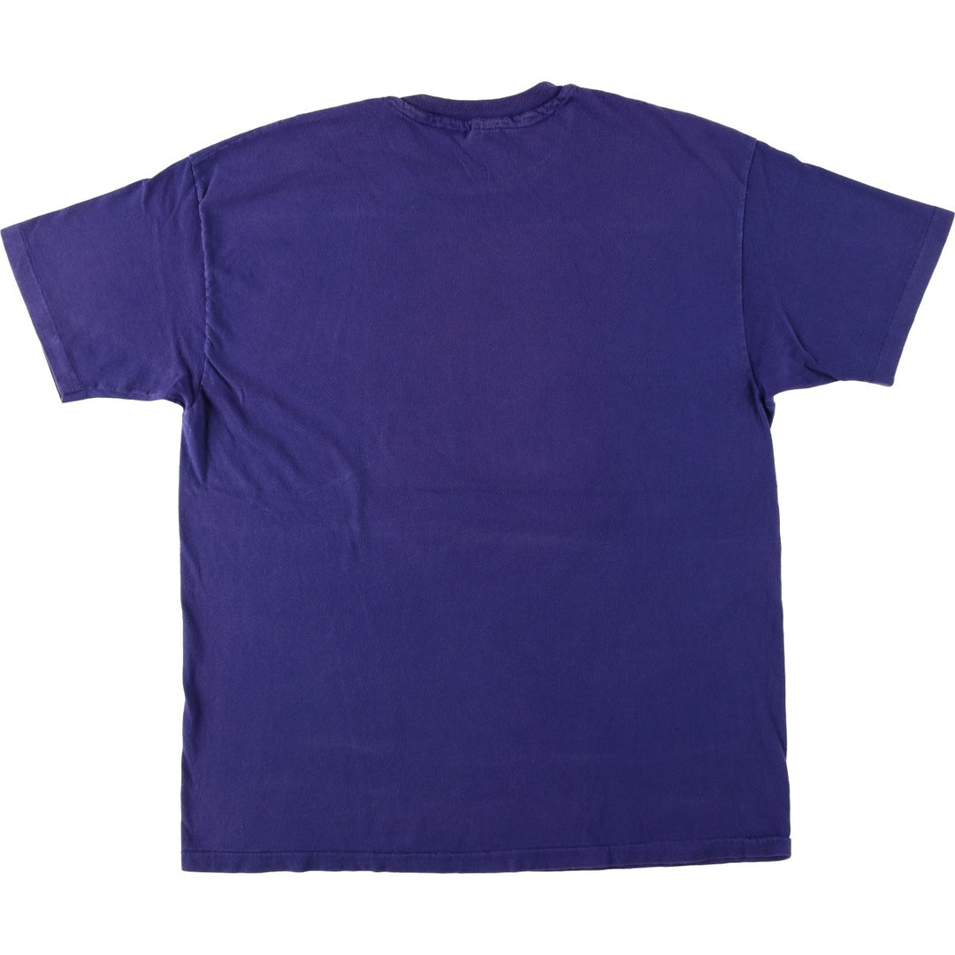 Vintage 90'S Hanes BEEFY-T Blue Tag Print T-Shirt, Made in USA, Men's Size XL cotton purple type Vintage Second Hand