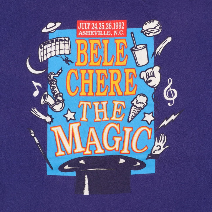 Vintage 90'S Hanes BEEFY-T Blue Tag Print T-Shirt, Made in USA, Men's Size XL cotton purple type Vintage Second Hand