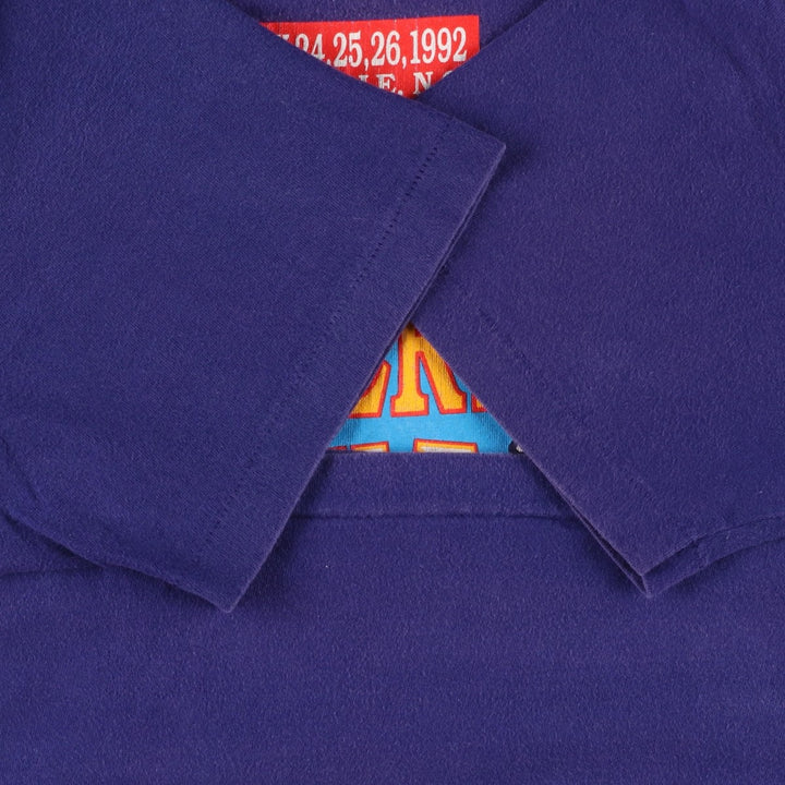 Vintage 90'S Hanes BEEFY-T Blue Tag Print T-Shirt, Made in USA, Men's Size XL cotton purple type Vintage Second Hand