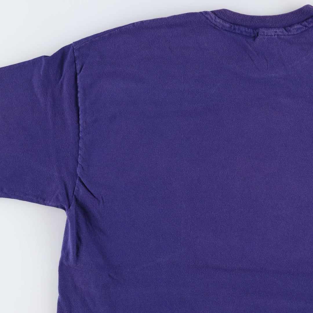 Vintage 90'S Hanes BEEFY-T Blue Tag Print T-Shirt, Made in USA, Men's Size XL cotton purple type Vintage Second Hand