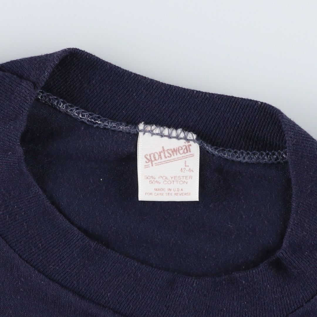 80'S Sportswear Print T-Shirt, Made in USA, Men's Size L (Equivalent), Vintage cotton navy blue type Vintage Second Hand