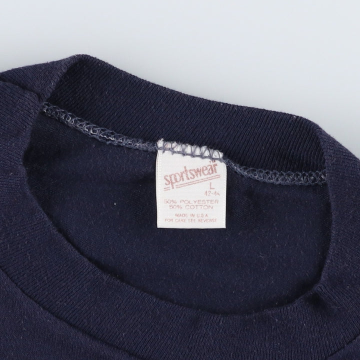 80'S Sportswear Print T-Shirt, Made in USA, Men's Size L (Equivalent), Vintage cotton navy blue type Vintage Second Hand