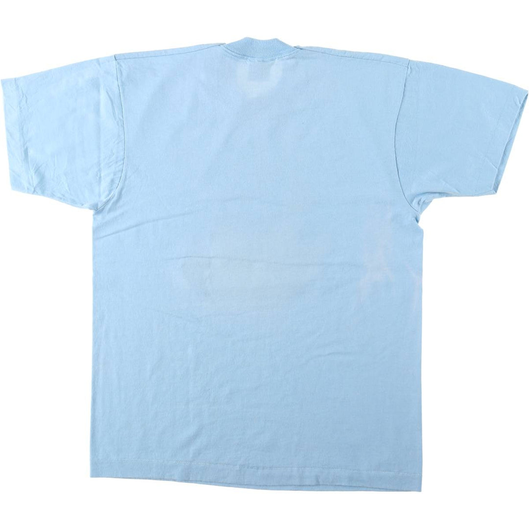 90'S Fruit of the Loom Best Printed T-shirt, Made in USA, Men's L size, Vintage cotton Blue type light blue Vintage Second Hand