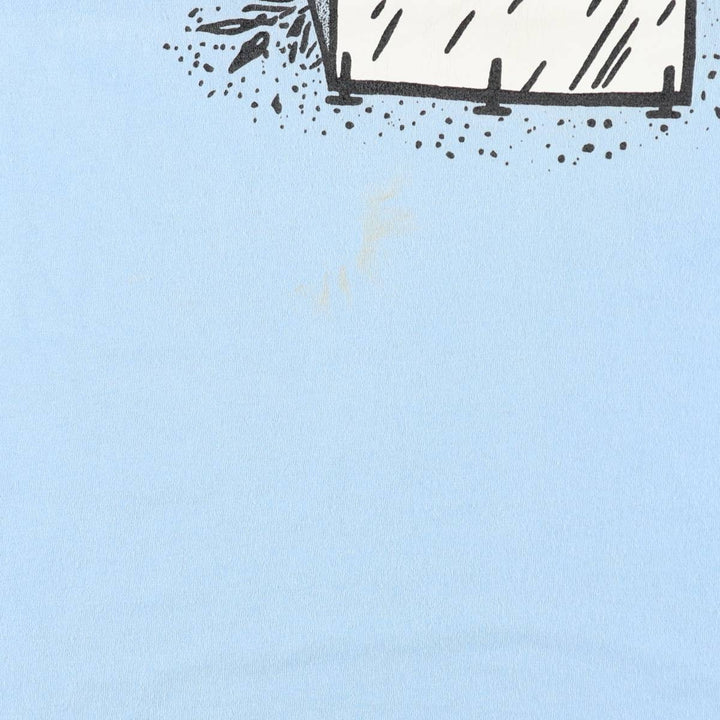 90'S Fruit of the Loom Best Printed T-shirt, Made in USA, Men's L size, Vintage cotton Blue type light blue Vintage Second Hand