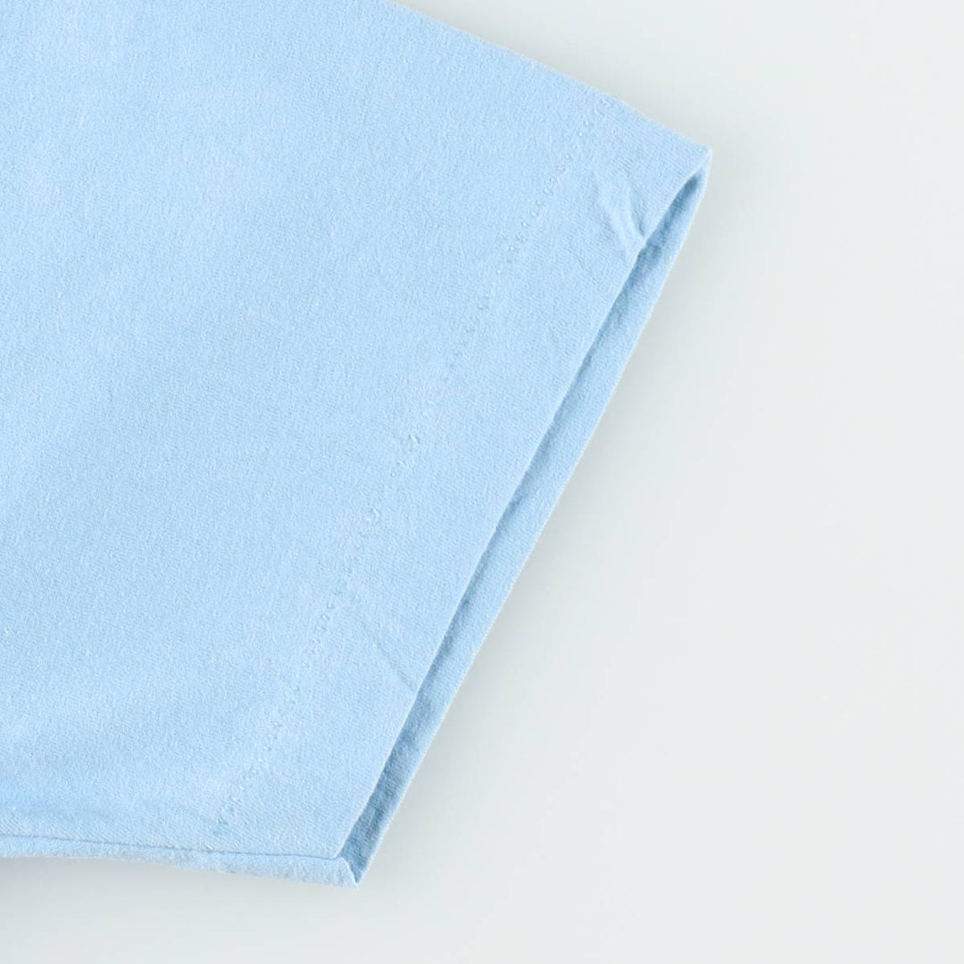90'S Fruit of the Loom Best Printed T-shirt, Made in USA, Men's L size, Vintage cotton Blue type light blue Vintage Second Hand