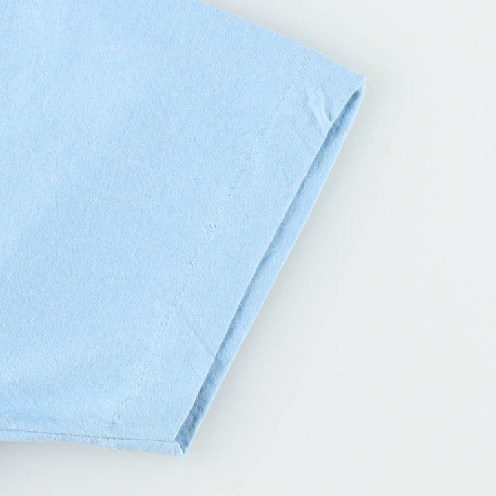 90'S Fruit of the Loom Best Printed T-shirt, Made in USA, Men's L size, Vintage cotton Blue type light blue Vintage Second Hand