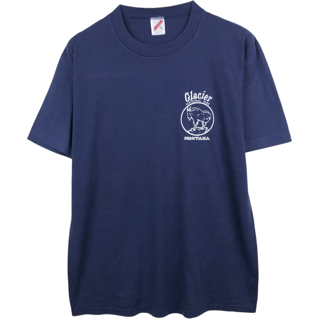 Vintage 80s-90'S Jerzees Printed T-Shirt, Made in USA, Men's XL cotton navy blue type Vintage Second Hand