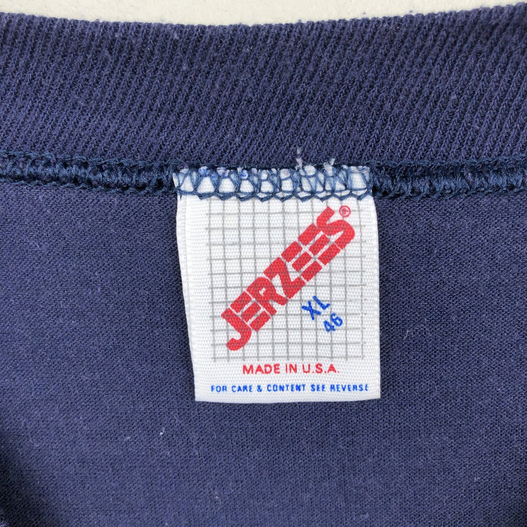 Vintage 80s-90'S Jerzees Printed T-Shirt, Made in USA, Men's XL cotton navy blue type Vintage Second Hand