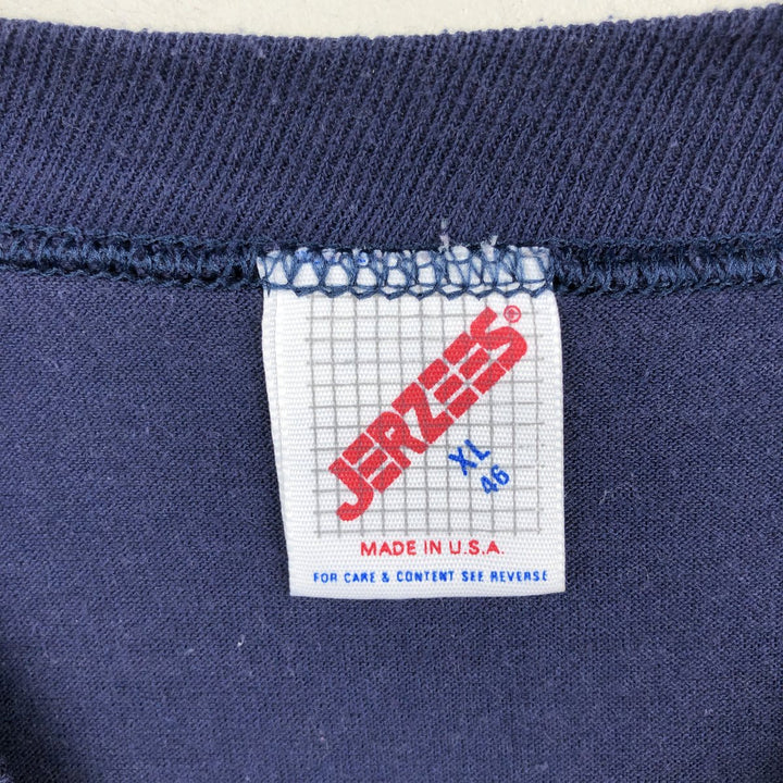 Vintage 80s-90'S Jerzees Printed T-Shirt, Made in USA, Men's XL cotton navy blue type Vintage Second Hand