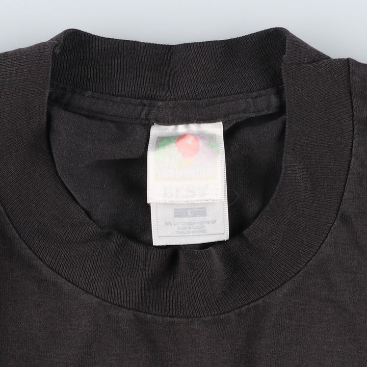 90s-00'S Fruit of the Loom printed T-shirt, men's size L (approx.) cotton black type Vintage Second Hand