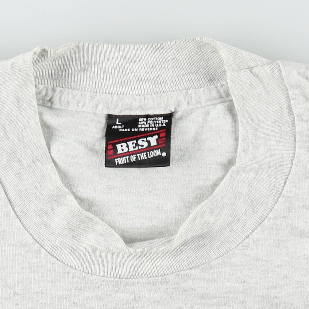90'S Fruit of the Loom printed T-shirt, made in the USA, men's size L, vintage cotton gray type Vintage Second Hand