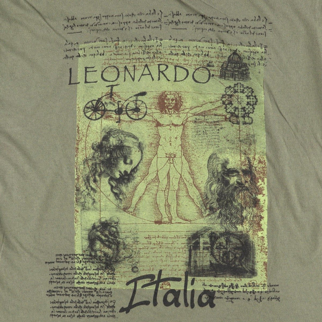 SUBLIMA LEONARDO DA VINCI Leonardo da Vinci Great Figure T-shirt, Made in Italy, Men's XL equivalent. cotton Khaki type Vintage Second Hand