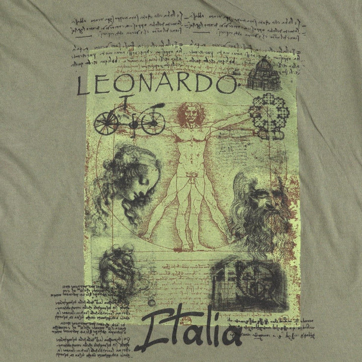 SUBLIMA LEONARDO DA VINCI Leonardo da Vinci Great Figure T-shirt, Made in Italy, Men's XL equivalent. cotton Khaki type Vintage Second Hand