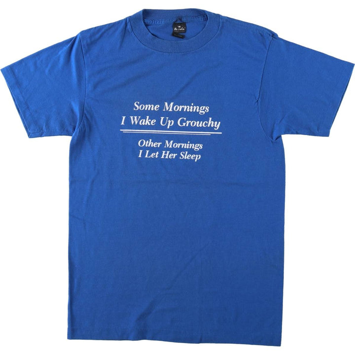 Anvil Message Print T-Shirt, Made in USA, Men's Size XL (approx.) cotton blue type Vintage Second Hand