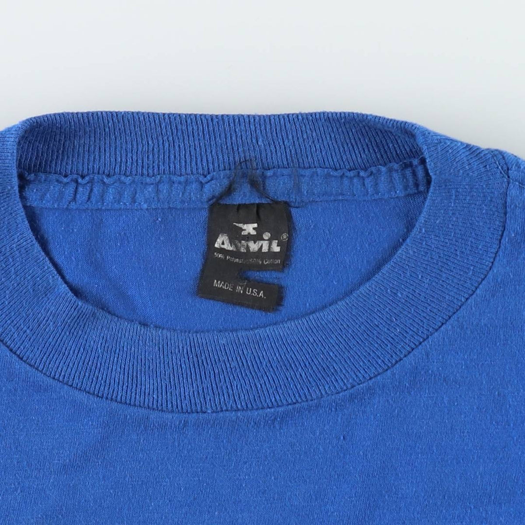 Anvil Message Print T-Shirt, Made in USA, Men's Size XL (approx.) cotton blue type Vintage Second Hand