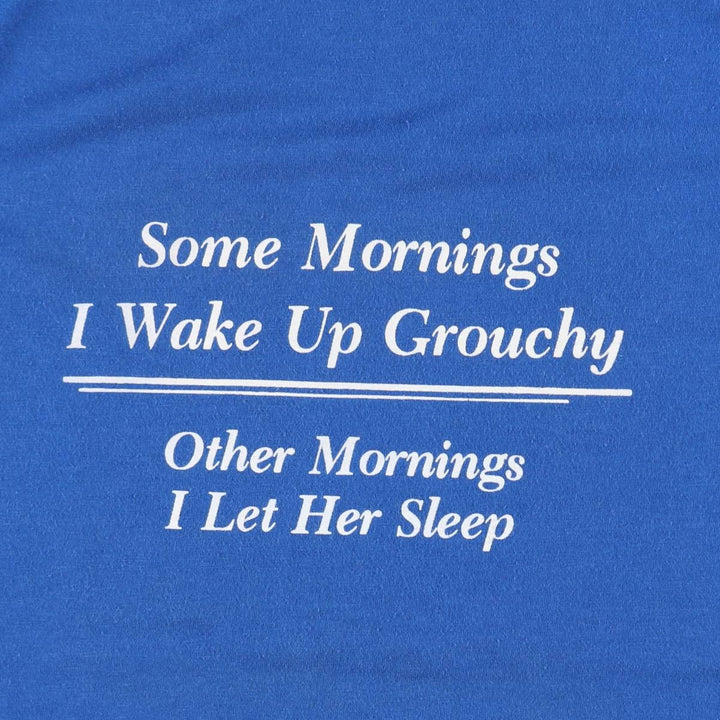Anvil Message Print T-Shirt, Made in USA, Men's Size XL (approx.) cotton blue type Vintage Second Hand