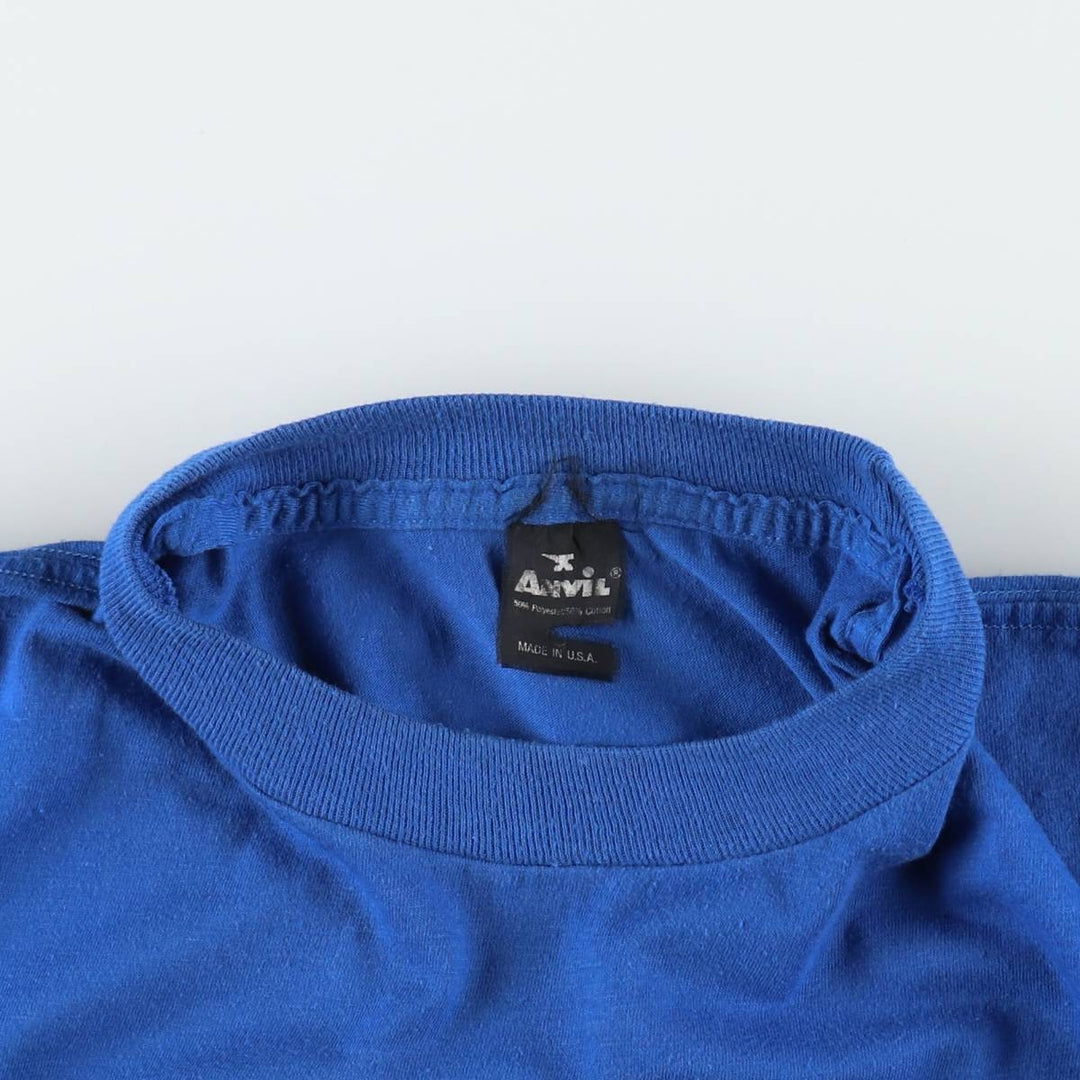 Anvil Message Print T-Shirt, Made in USA, Men's Size XL (approx.) cotton blue type Vintage Second Hand