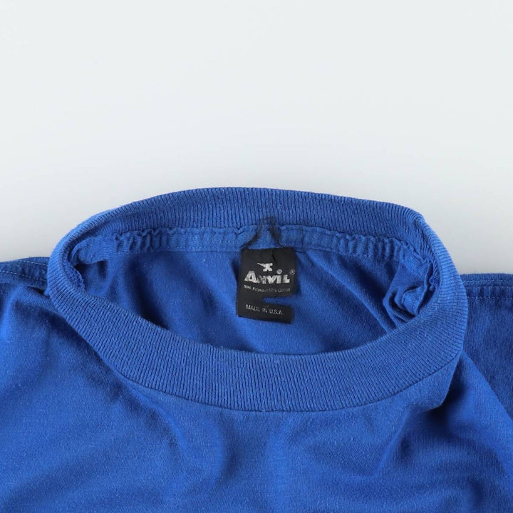 Anvil Message Print T-Shirt, Made in USA, Men's Size XL (approx.) cotton blue type Vintage Second Hand