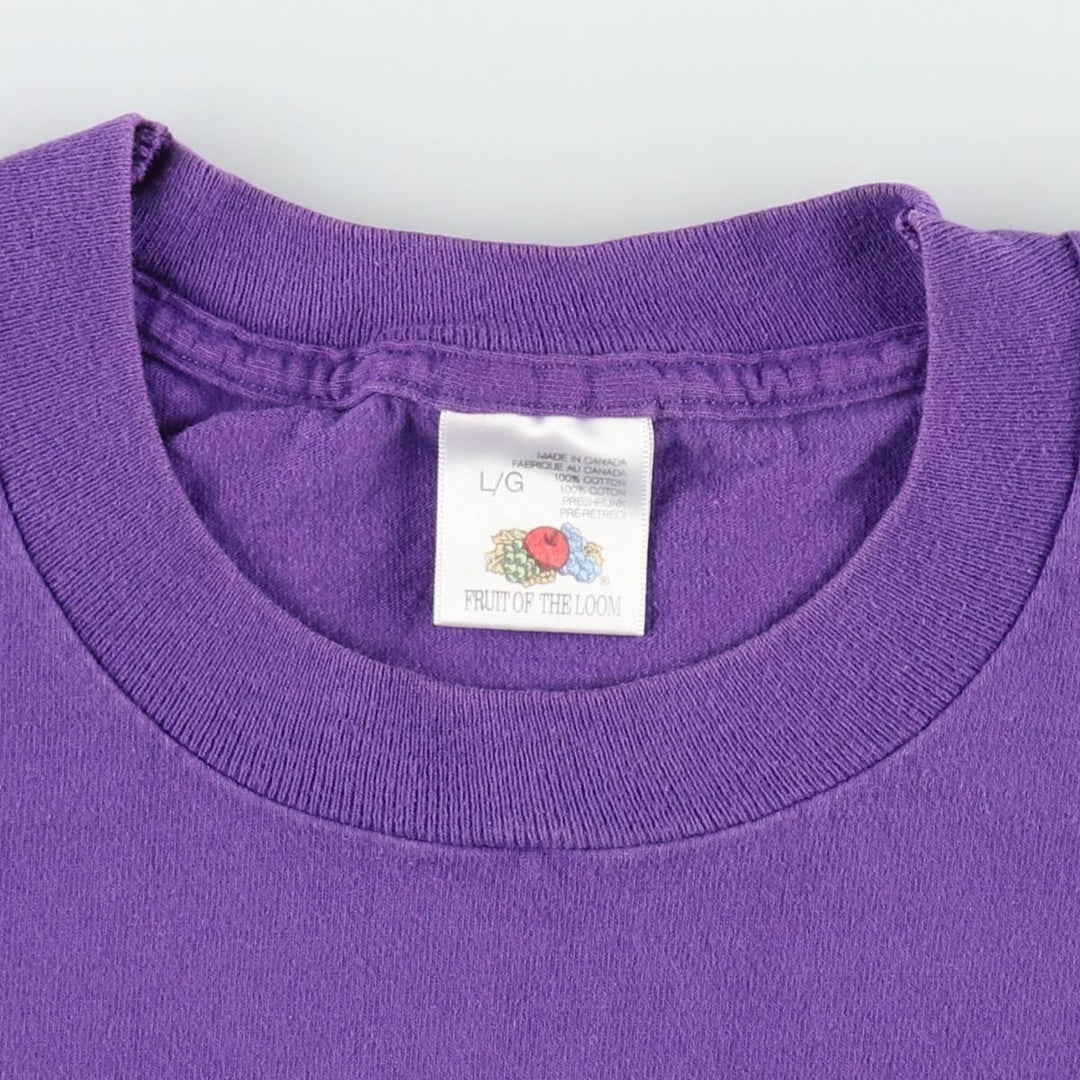 Fruit of the Loom dog print T-shirt, made in Canada, men's size L equivalent. cotton purple type Vintage Second Hand