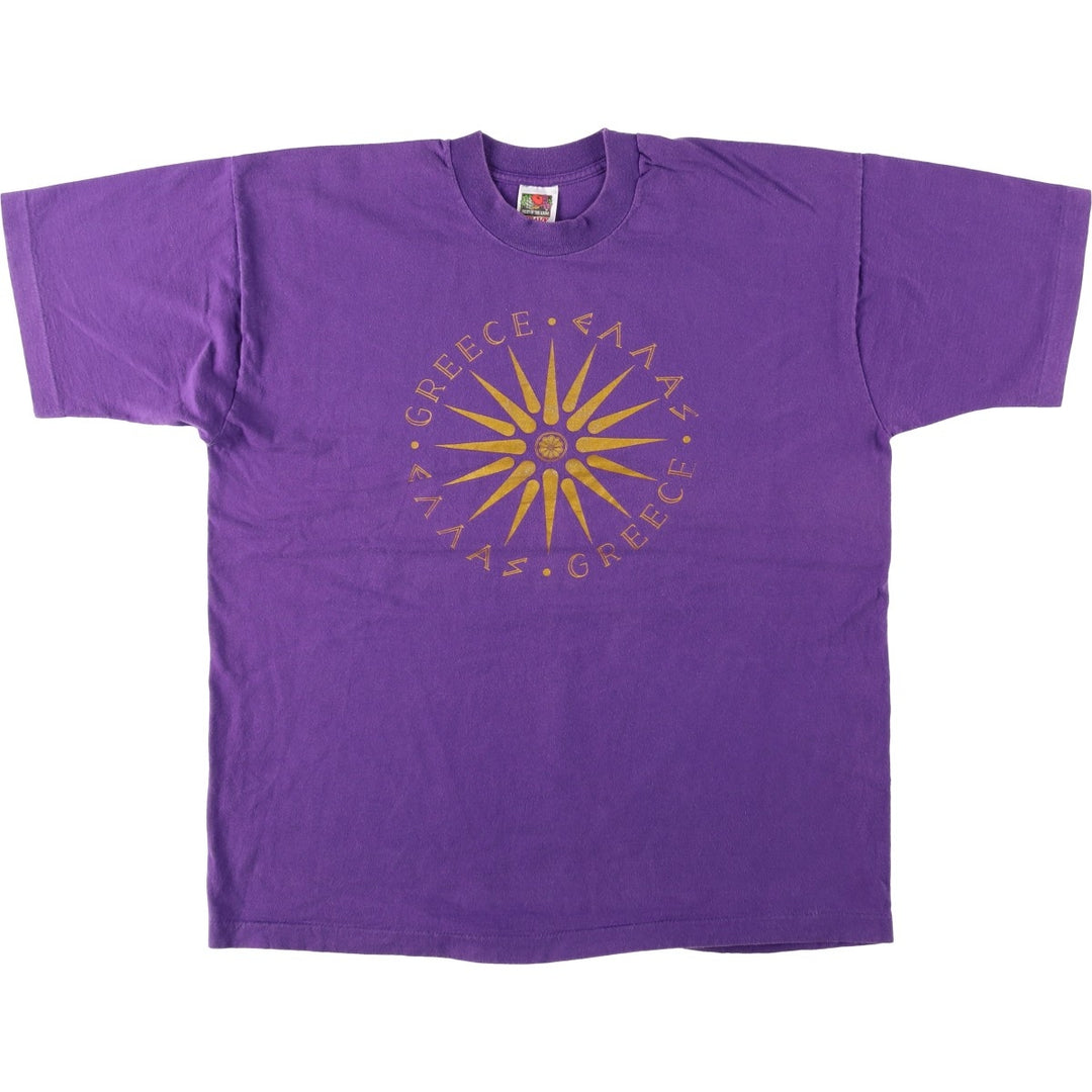 90'S Fruit of the Loom printed T-shirt, men's XL size, vintage cotton purple type Vintage Second Hand