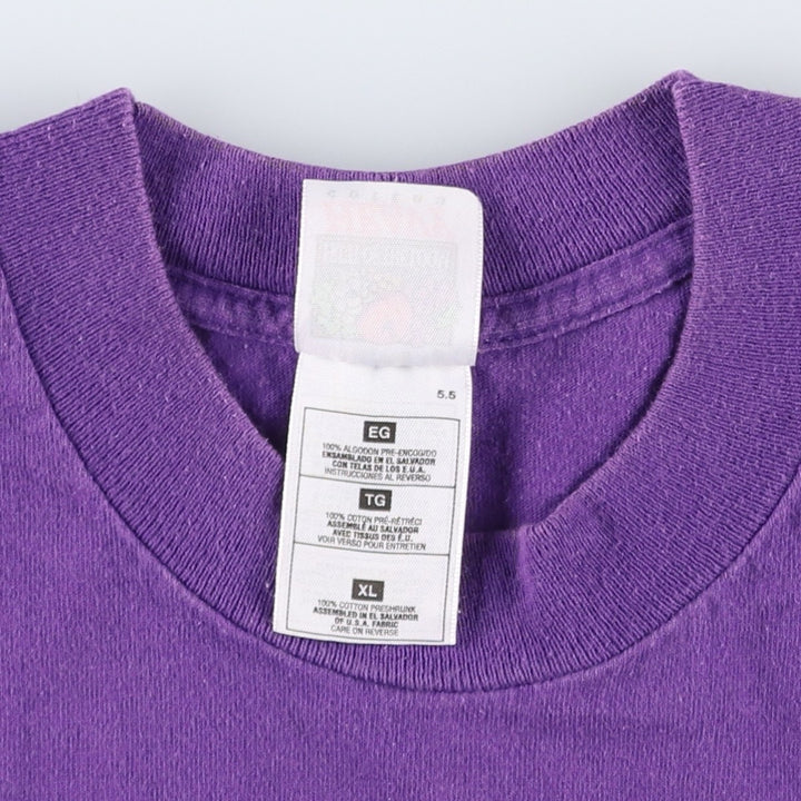 90'S Fruit of the Loom printed T-shirt, men's XL size, vintage cotton purple type Vintage Second Hand
