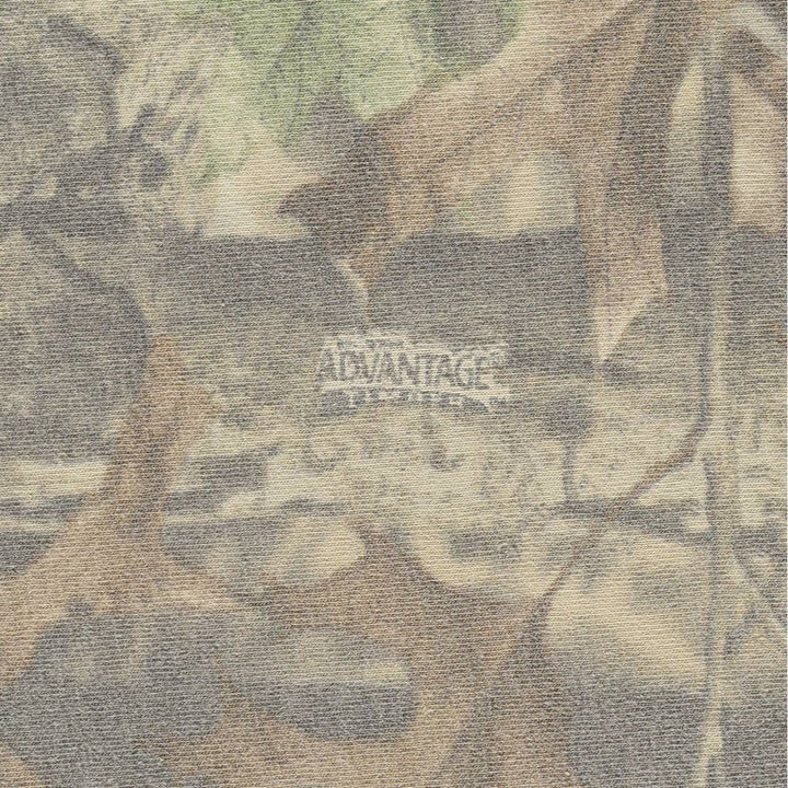 90'S SPARTAN Camouflage Pattern Real Tree Camo Print T-Shirt, Made in USA, Men's Size L (Equivalent), Vintage cotton Khaki type Vintage Second Hand