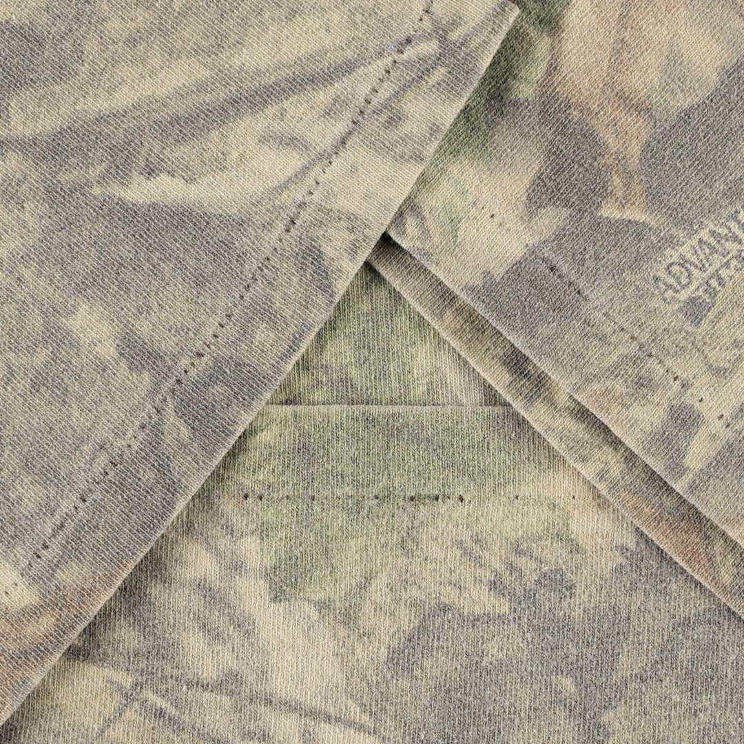 90'S SPARTAN Camouflage Pattern Real Tree Camo Print T-Shirt, Made in USA, Men's Size L (Equivalent), Vintage cotton Khaki type Vintage Second Hand