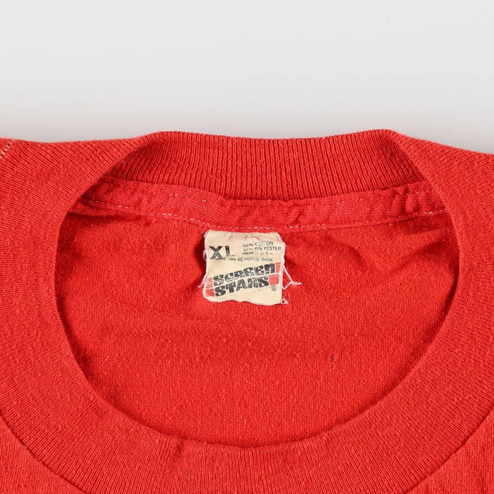 80'S Screen Stars advertising t-shirt, made in USA, men's size XL equivalent, vintage. cotton red type Vintage Second Hand