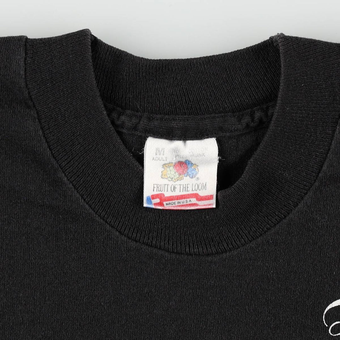 90'S Fruit of the Loom Wolf Pattern Print T-Shirt, Made in USA, Men's Size M (approx.), Vintage cotton black type Vintage Second Hand