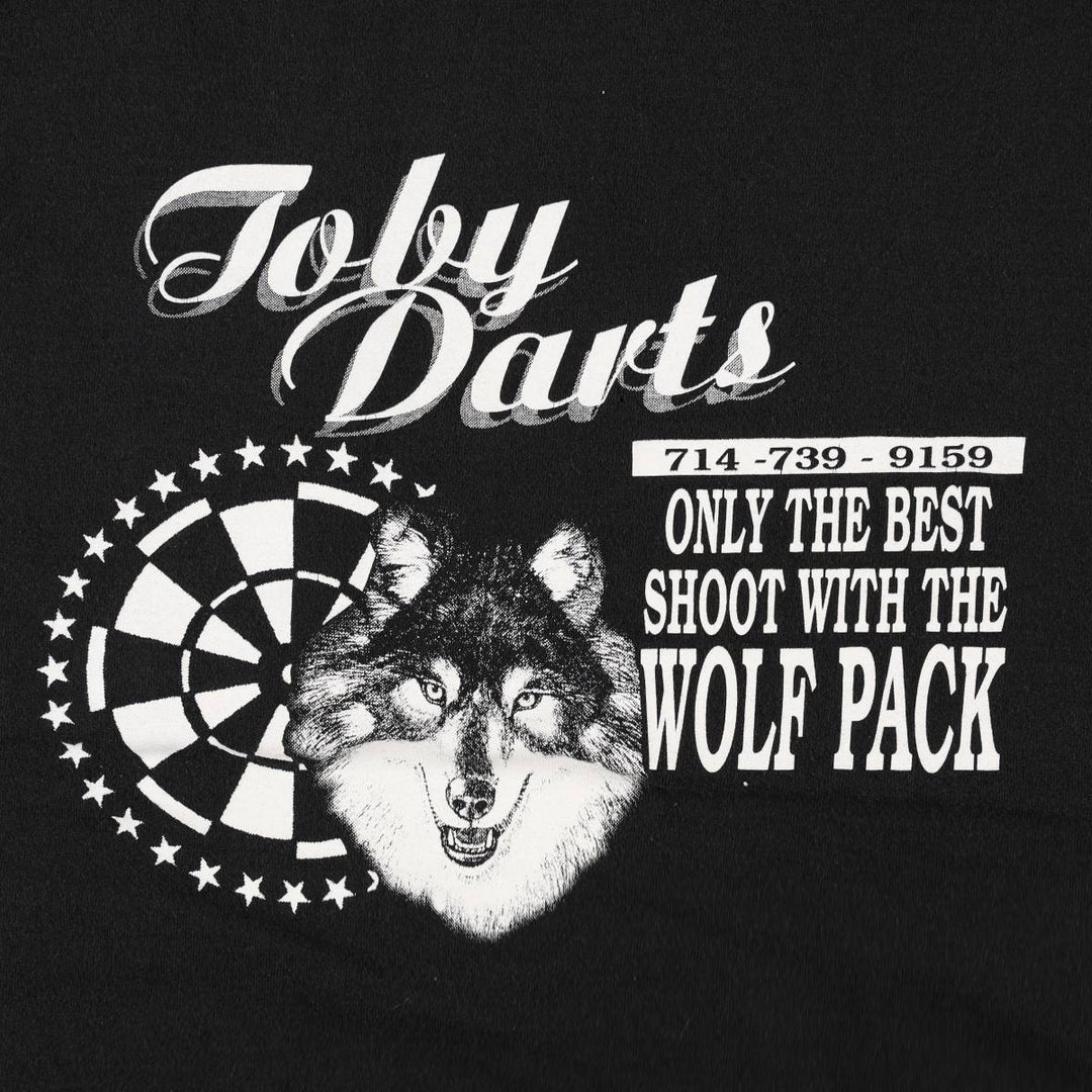 90'S Fruit of the Loom Wolf Pattern Print T-Shirt, Made in USA, Men's Size M (approx.), Vintage cotton black type Vintage Second Hand