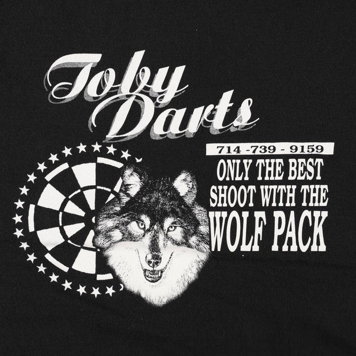 90'S Fruit of the Loom Wolf Pattern Print T-Shirt, Made in USA, Men's Size M (approx.), Vintage cotton black type Vintage Second Hand