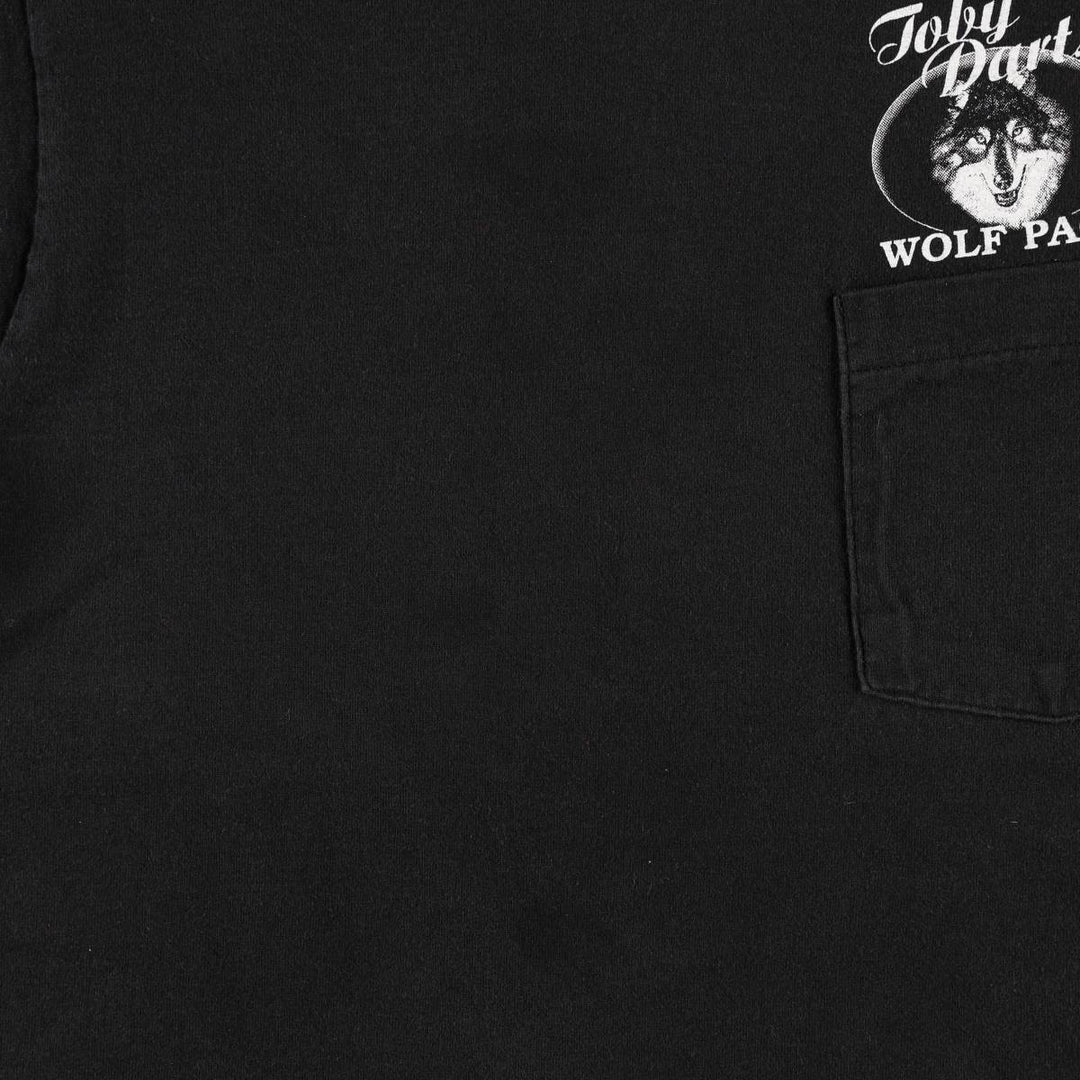 90'S Fruit of the Loom Wolf Pattern Print T-Shirt, Made in USA, Men's Size M (approx.), Vintage cotton black type Vintage Second Hand