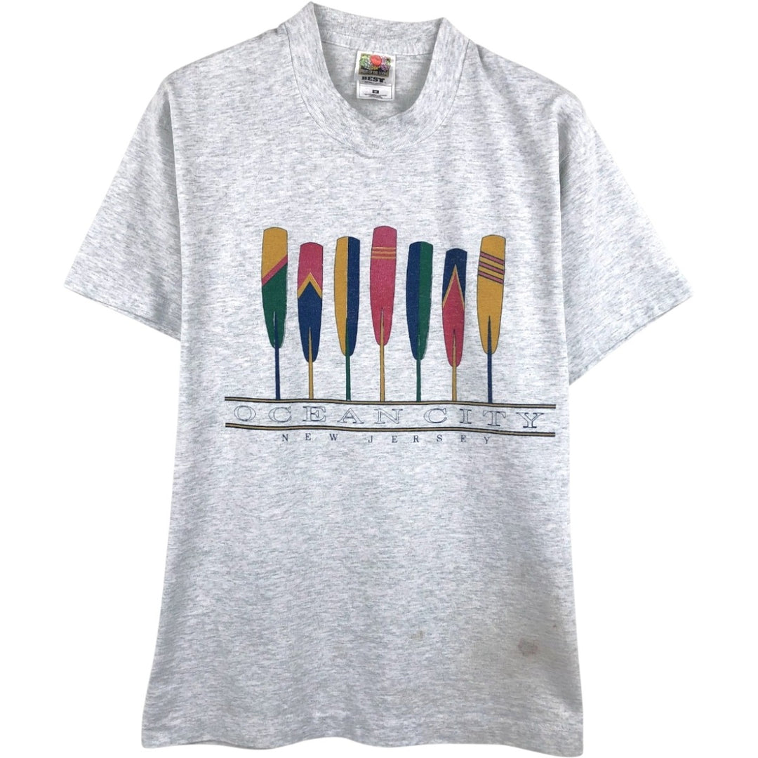 90s-00'S Fruit of the Loom Best Print T-Shirt, Made in USA, Men's Size M (approx.), Vintage cotton gray type Vintage Second Hand