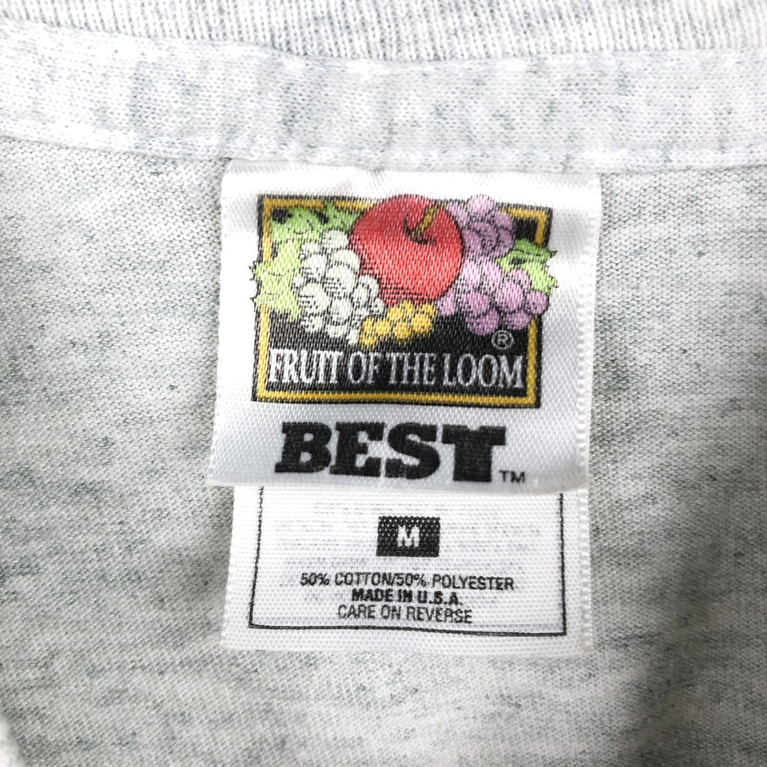 90s-00'S Fruit of the Loom Best Print T-Shirt, Made in USA, Men's Size M (approx.), Vintage cotton gray type Vintage Second Hand