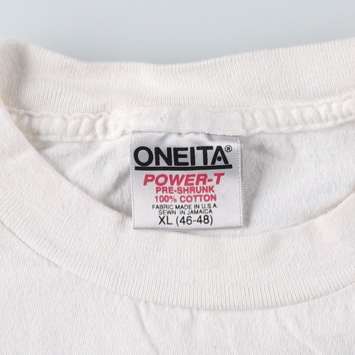 90'S ONEITA erotic t-shirt with message print, men's size XL equivalent, vintage. cotton white type Vintage Second Hand
