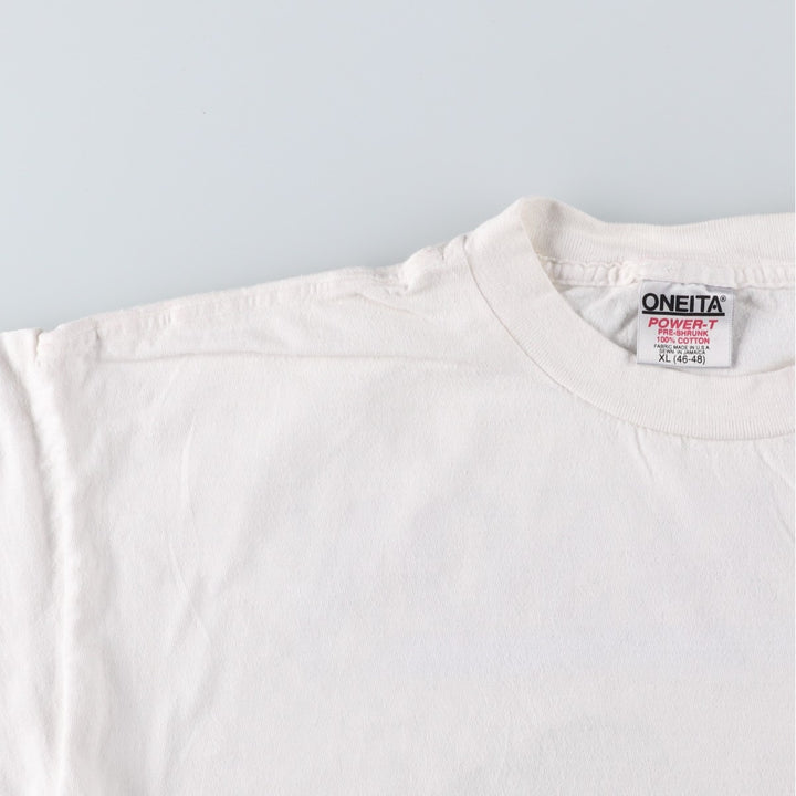 90'S ONEITA erotic t-shirt with message print, men's size XL equivalent, vintage. cotton white type Vintage Second Hand