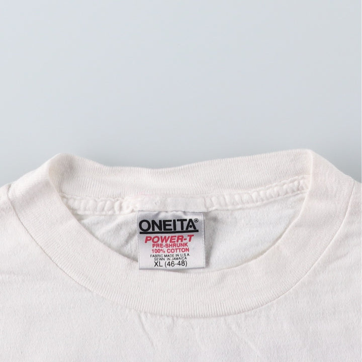90'S ONEITA erotic t-shirt with message print, men's size XL equivalent, vintage. cotton white type Vintage Second Hand