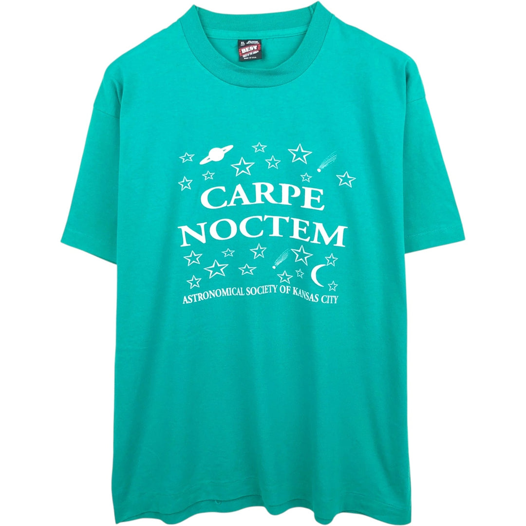 90'S Fruit of the Loom printed T-shirt, made in the USA, men's XL size, vintage cotton Emerald green Vintage Second Hand