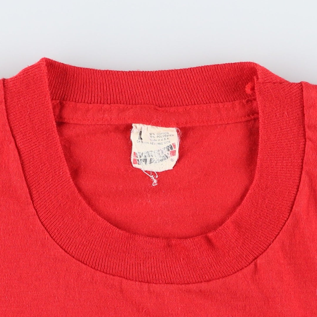 80'S Screen Stars Print T-Shirt, Made in USA, Men's Size L (approx.) cotton red type Vintage Second Hand