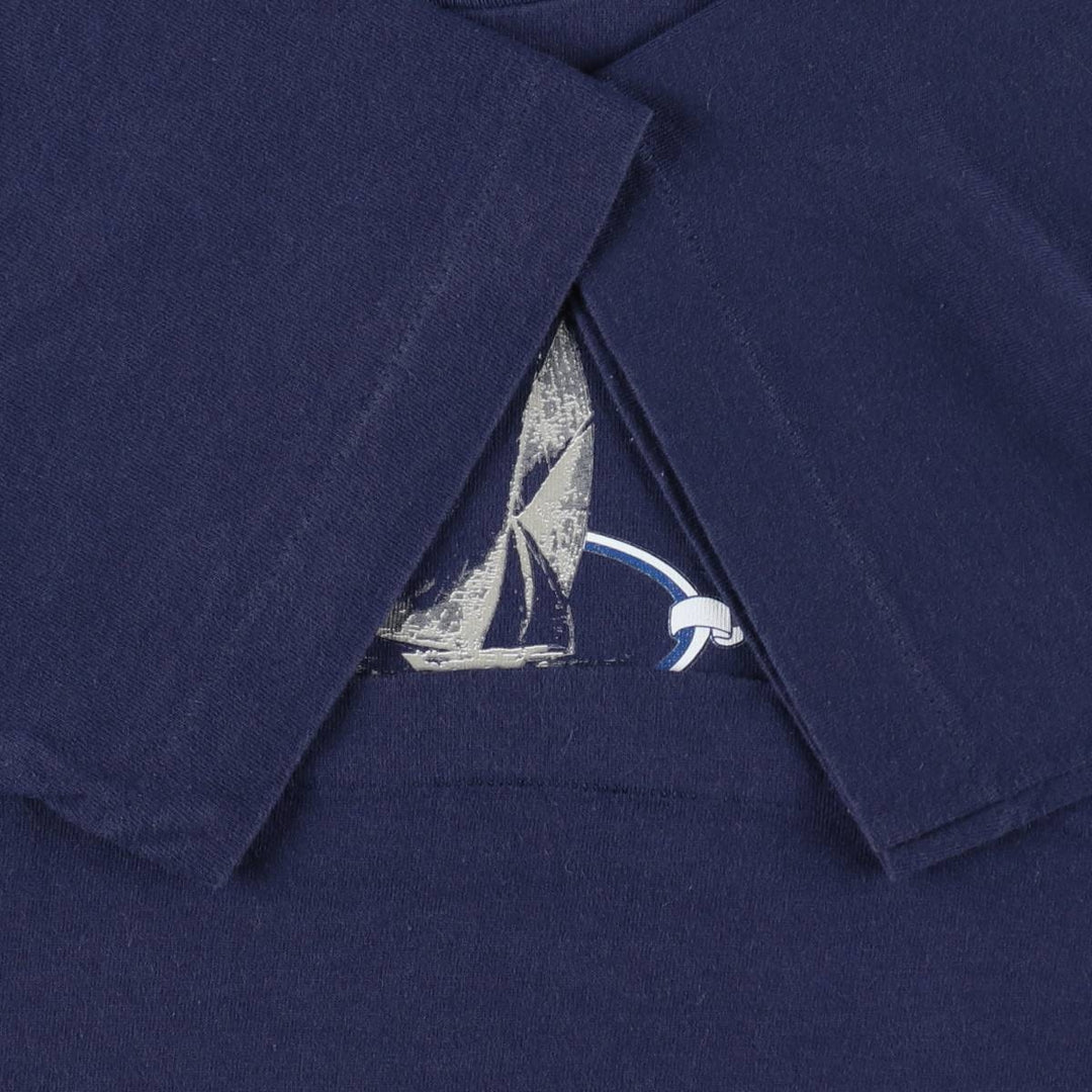 90'S Fruit of the Loom printed T-shirt, made in the USA, men's size L, vintage cotton navy blue type Vintage Second Hand