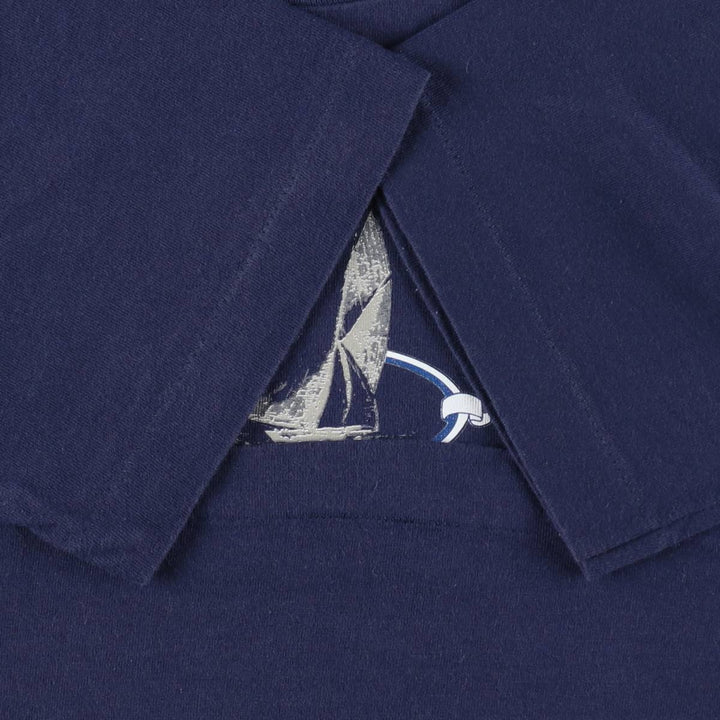90'S Fruit of the Loom printed T-shirt, made in the USA, men's size L, vintage cotton navy blue type Vintage Second Hand