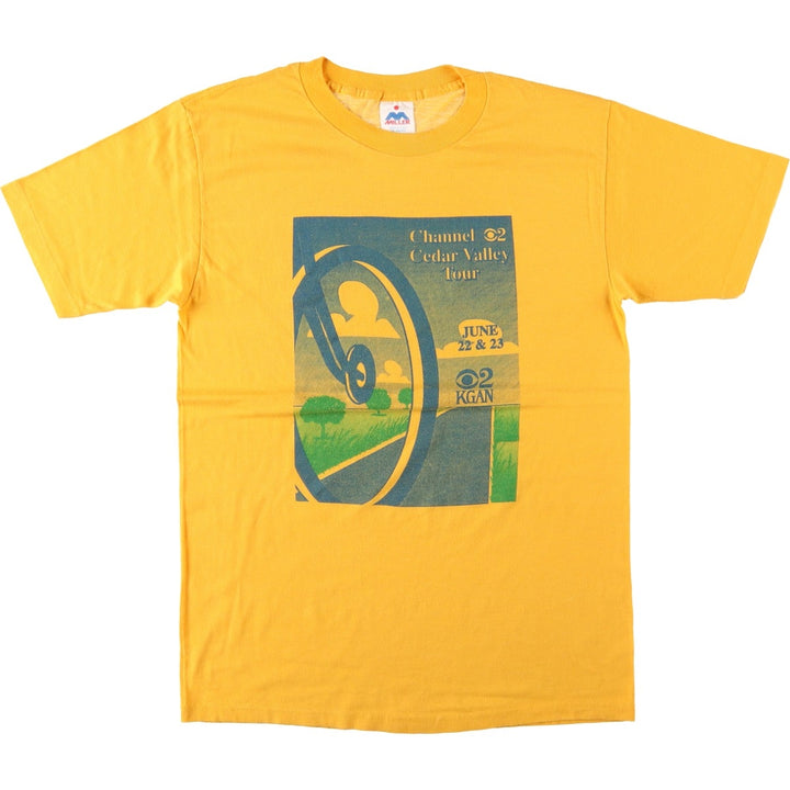 90'S Miller Print T-Shirt, Made in USA, Men's XL equivalent, Vintage polyester yellow type Vintage Second Hand