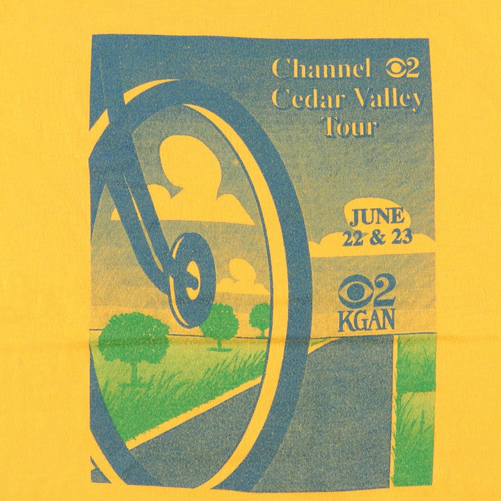 90'S Miller Print T-Shirt, Made in USA, Men's XL equivalent, Vintage polyester yellow type Vintage Second Hand