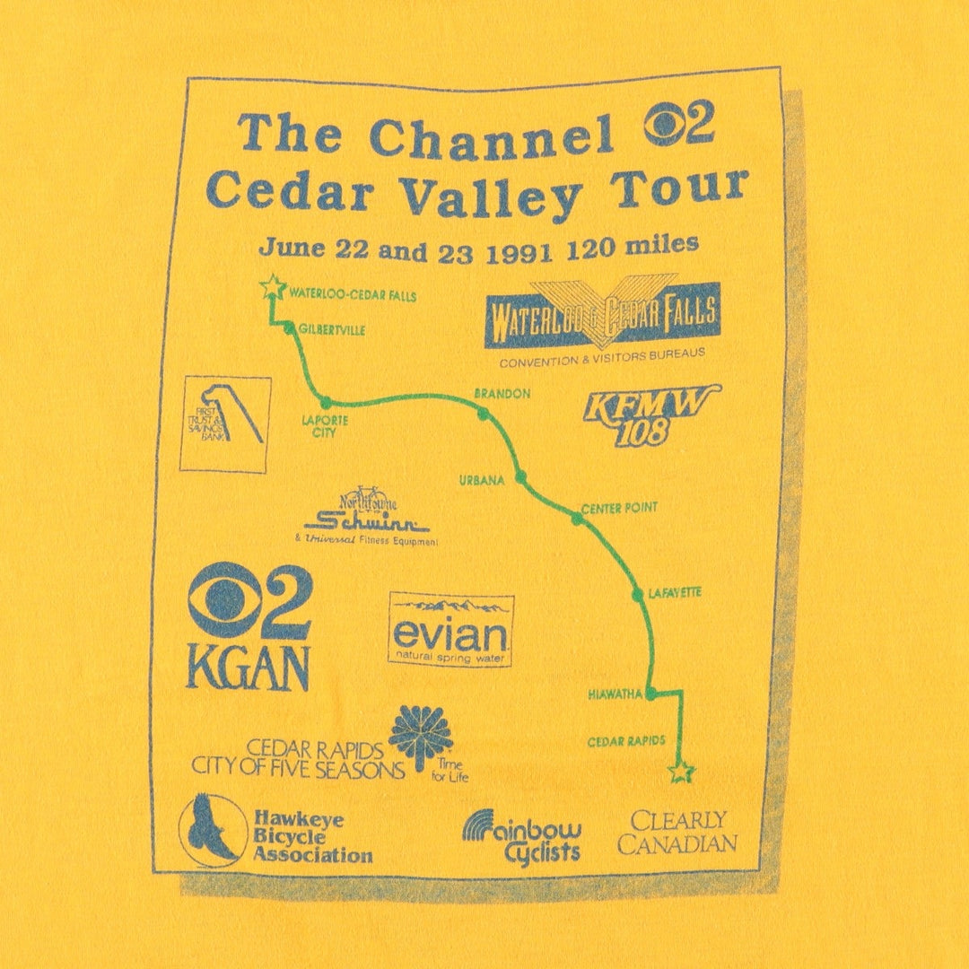 90'S Miller Print T-Shirt, Made in USA, Men's XL equivalent, Vintage polyester yellow type Vintage Second Hand