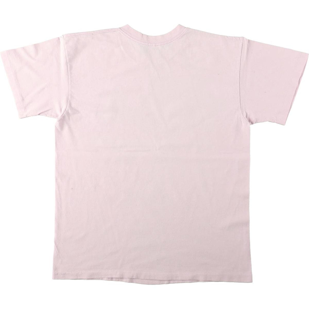 90'S Anvil Printed T-shirt, Made in USA, Men's L size, Vintage cotton pink type Vintage Second Hand